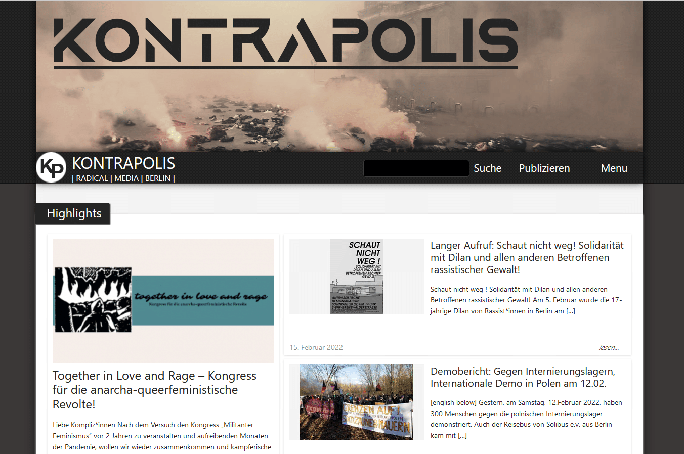 Page d’accueil du site Kontrapolis